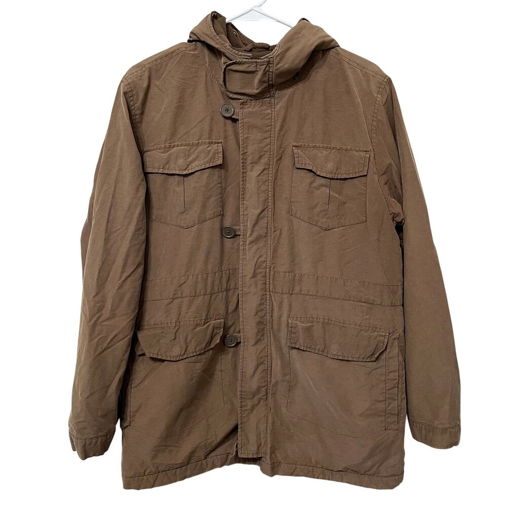 Epic Threads Boys‎ XL(18) Parka Jacket Brown Hooded Zip/Button Pockets Fleece